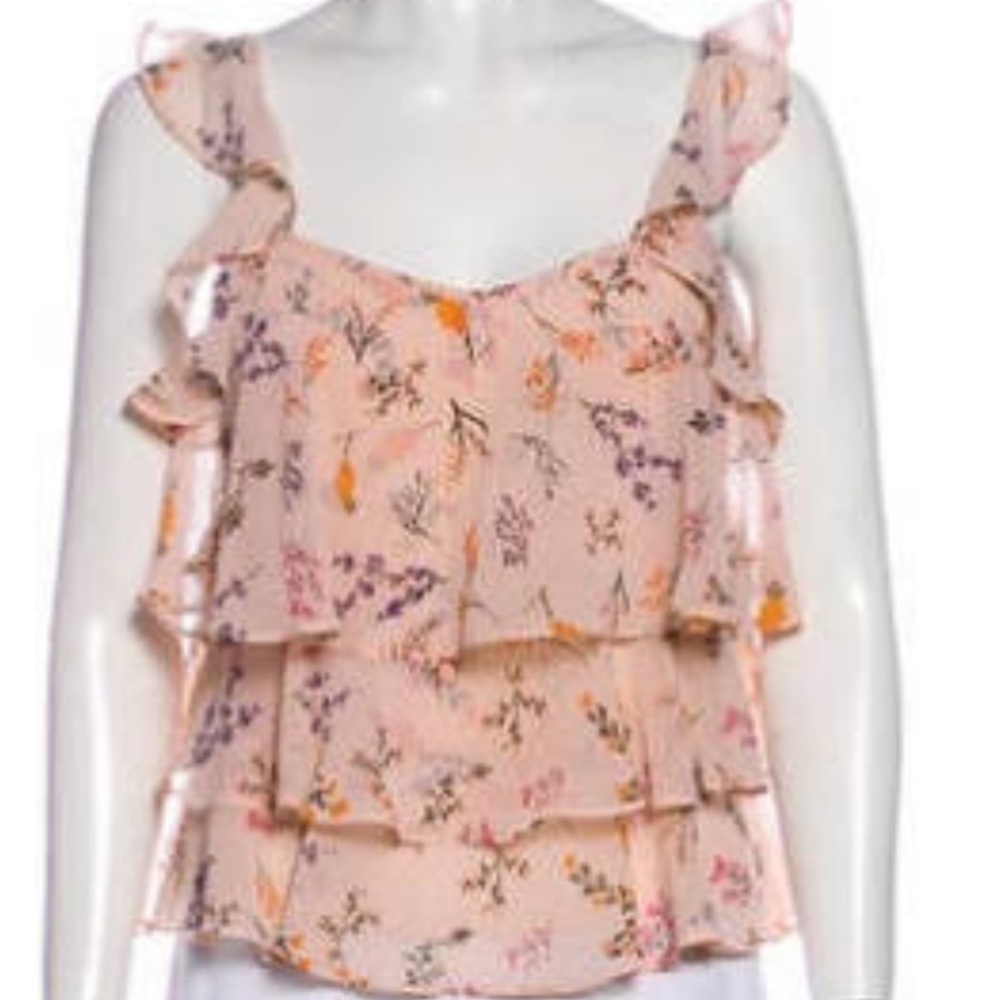 Rebecca Minkoff floral print blouse in blush/ pink